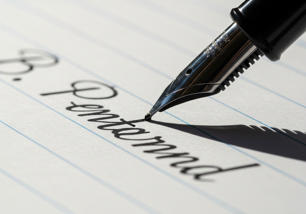 Fountain pen writing on paper